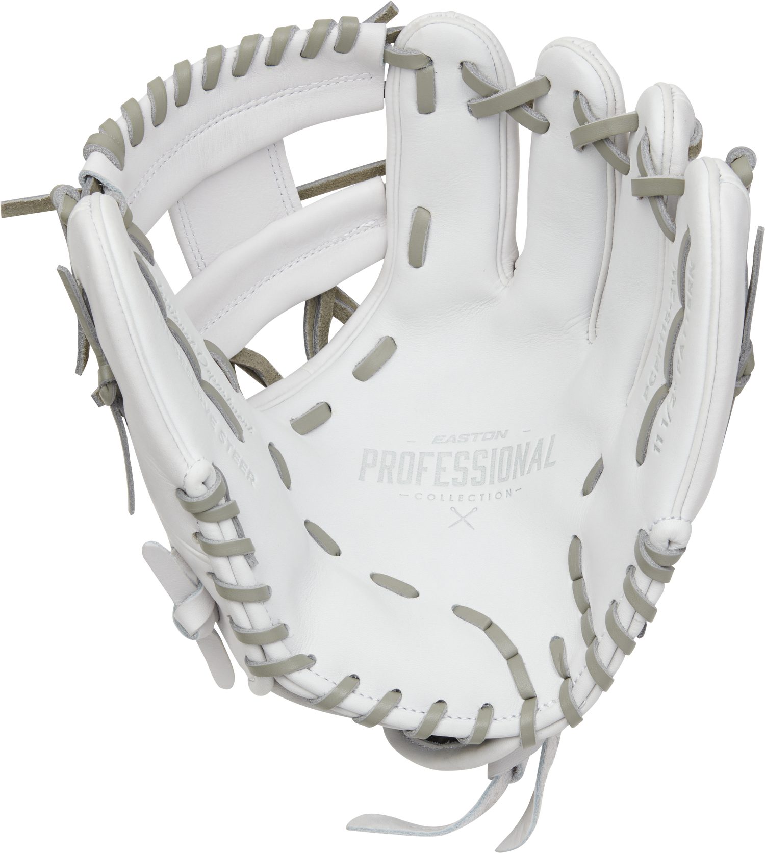 Easton-Pro-Collection-EPCFP1150-2W-11-5-Inch-White-Gray-I-Web-Fastpitch-Softball-Infield-Glove-Front-Back-View