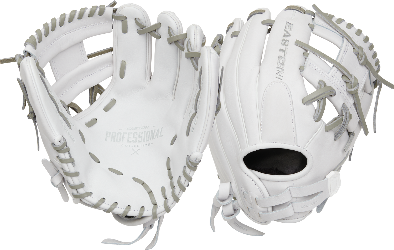 Easton-Pro-Collection-EPCFP1150-2W-11-5-Inch-White-Gray-I-Web-Fastpitch-Softball-Infield-Glove-Front-Back-View