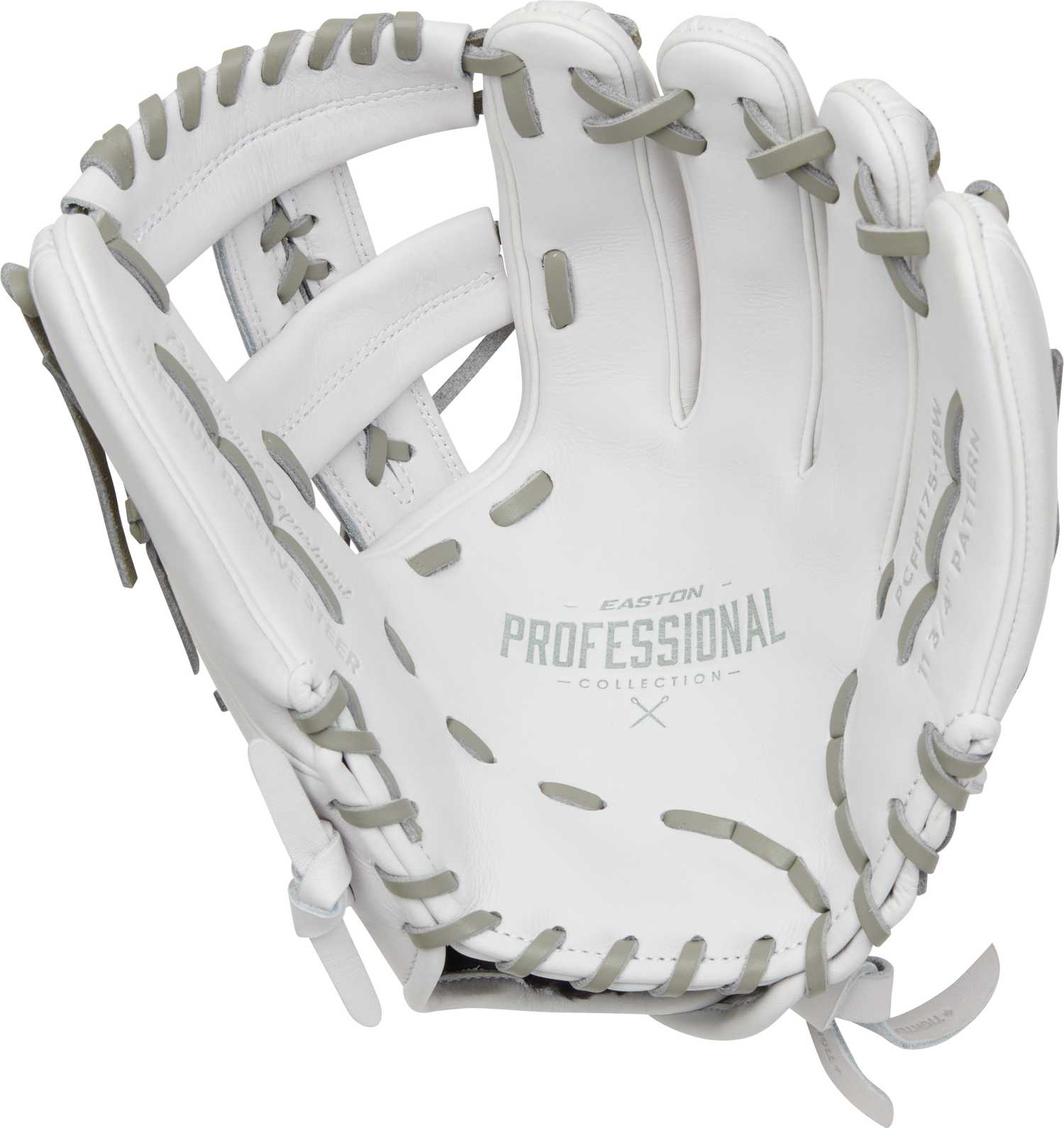 Easton-Pro-Collection-EPCFP1175-19W-11-75-Inch-White-Gray-Braided-Single-Post-Fastpitch-Softball-Infield-Glove-Front-Back-View