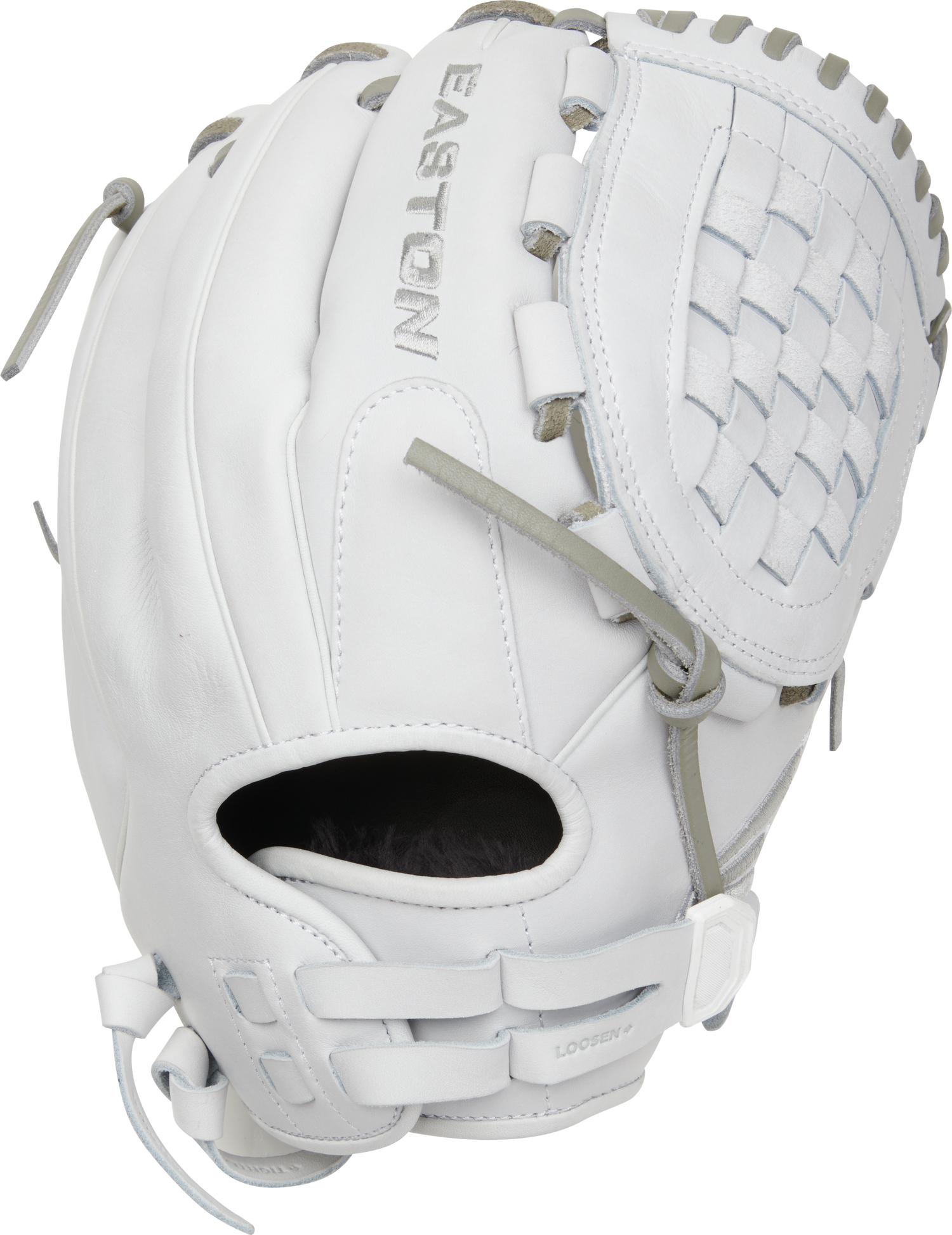 Easton-Pro-Collection-EPCFP125-3W-12-5-Inch-White-Gray-Basket-Web-Fastpitch-Softball-Outfield-Glove-Front-Back-View