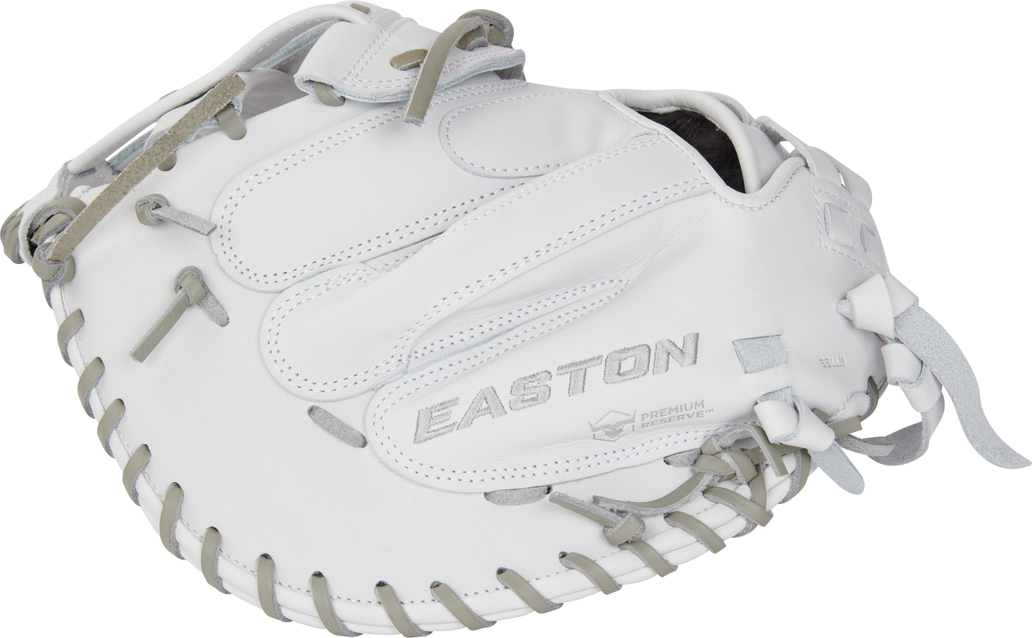 Easton-Pro-Collection-EPCFPCM34W-34-Inch-White-Gray-Modified-H-Web-Fastpitch-Softball-Catchers-Mitt-Front-Back-View