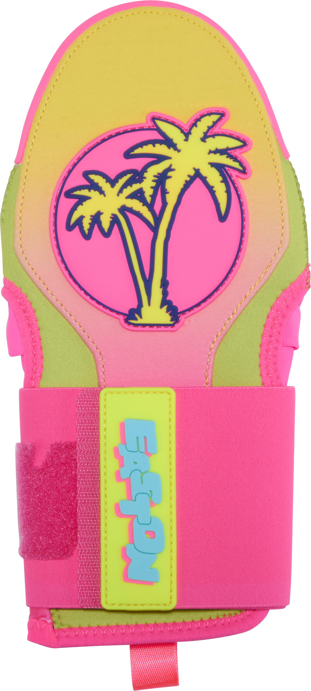 easton-spring-break-baseball-sliding-mitt-esldmitt-palm-trees-pink-yellow-tropical-design-sliding-mitt-front-view
