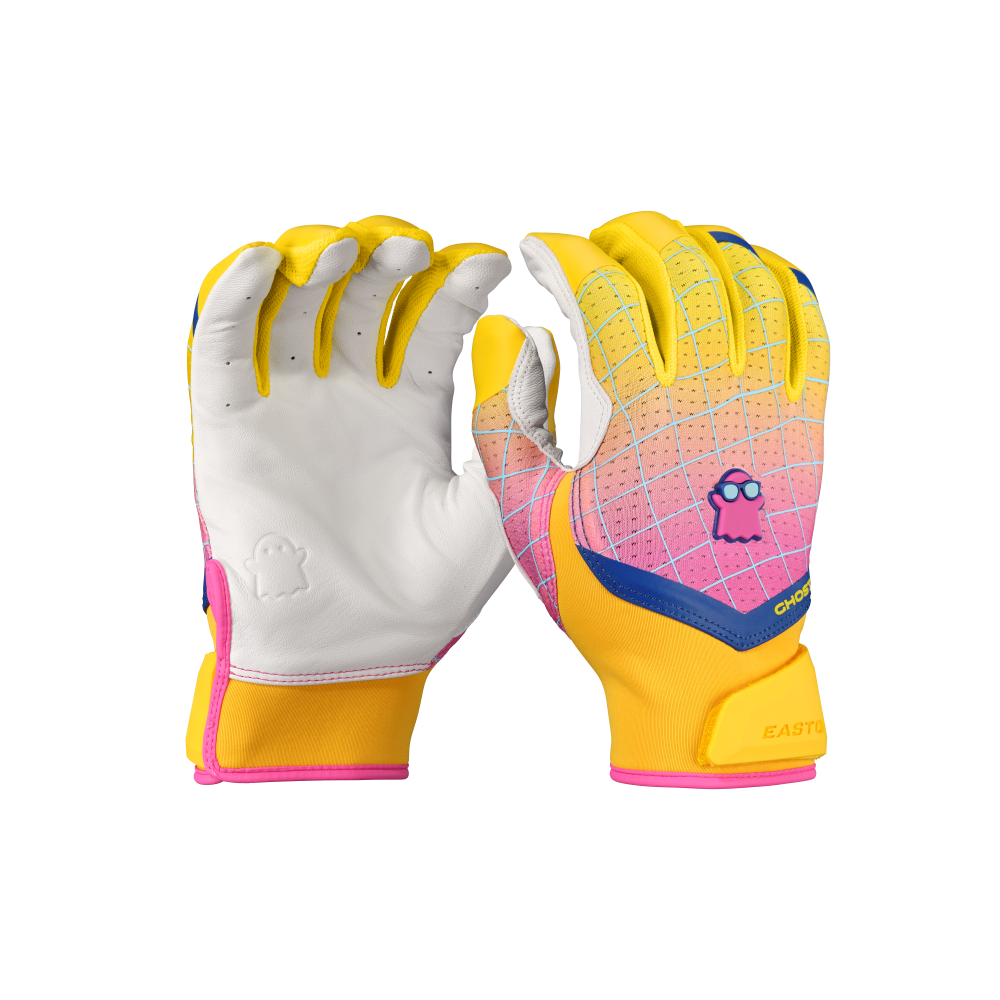 easton-ghost-ethos-spring-break-softball-batting-gloves-gh26fpbg-yellow-colorway-fastpitch-batting-gloves-palm-and-back-view