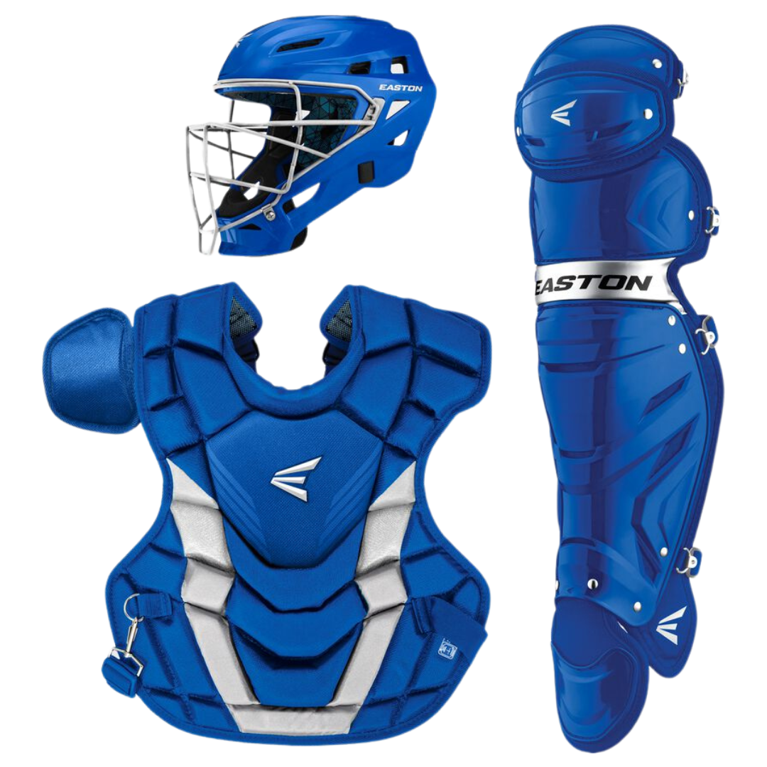 Easton-Gametime-GMETMEKITI-Intermediate-Catchers-Box-Set-Helmet-Chest-Protector-Leg-Guards-Royal-Front-View