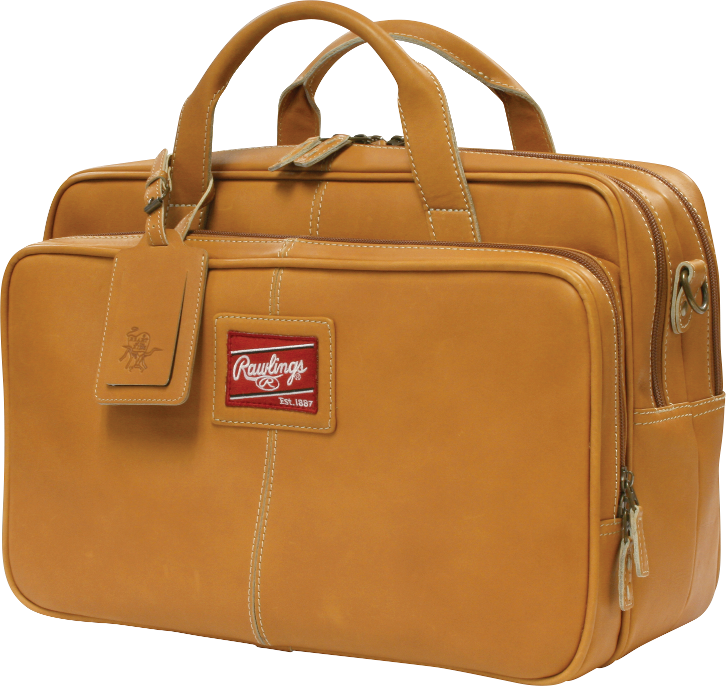 Rawlings-Heart-of-the-Hide-HOHBCT-Tan-Leather-Baseball-Briefcase-Bag-Angle-View