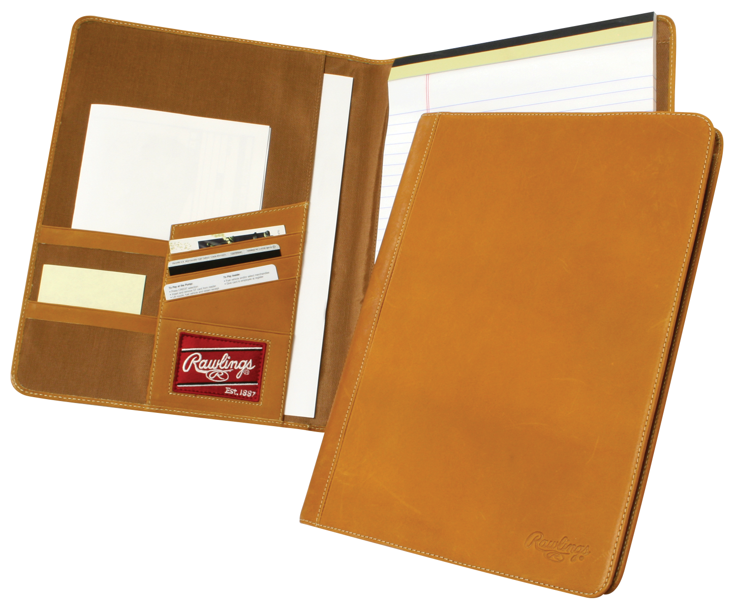 Rawlings-Heart-of-the-Hide-HOHPFT-Tan-Leather-Padfolio-Open-and-Closed-View