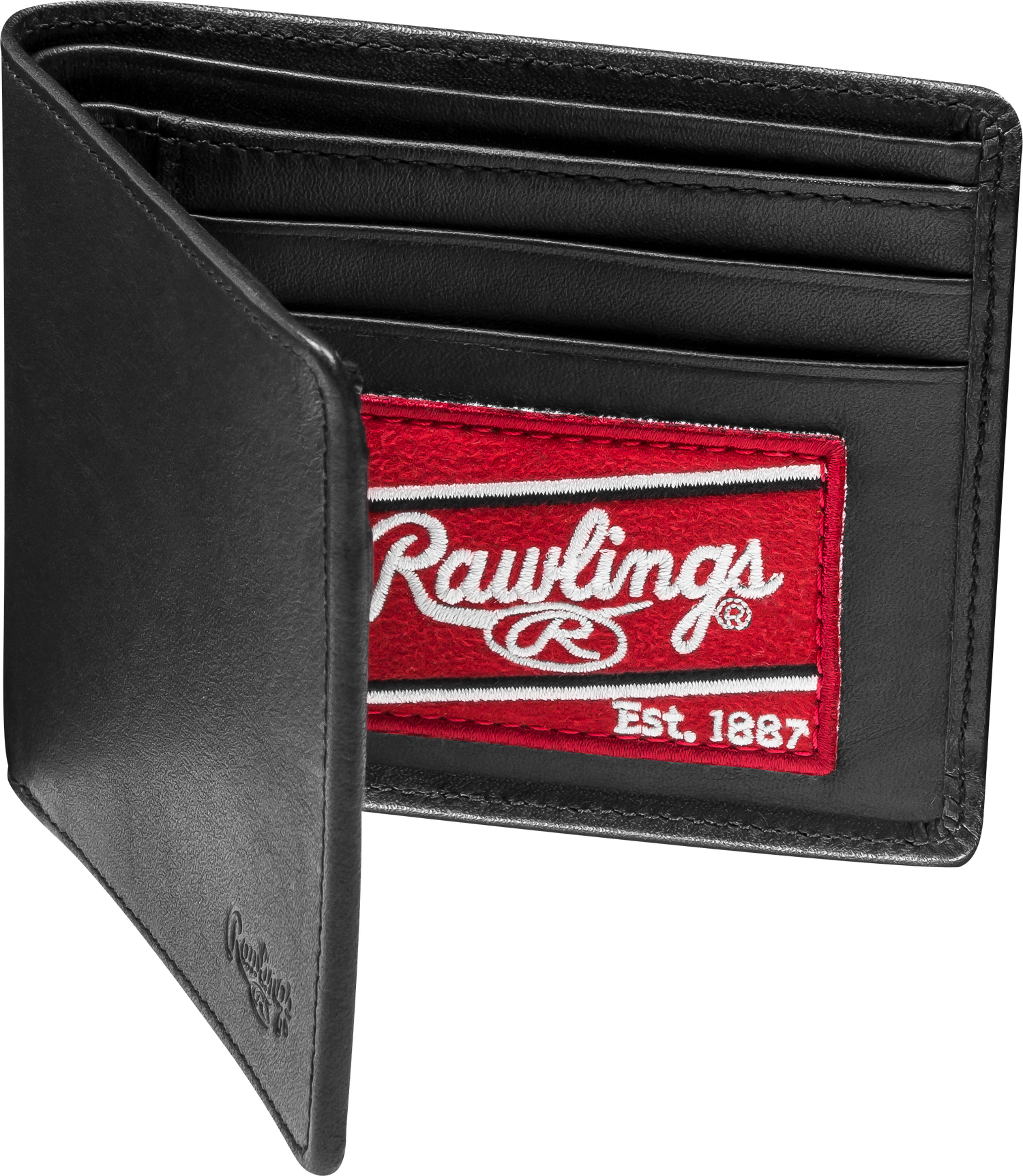 Rawlings-Heart-of-the-Hide-HOHWBL-Black-Leather-Bifold-Wallet-Angle-View