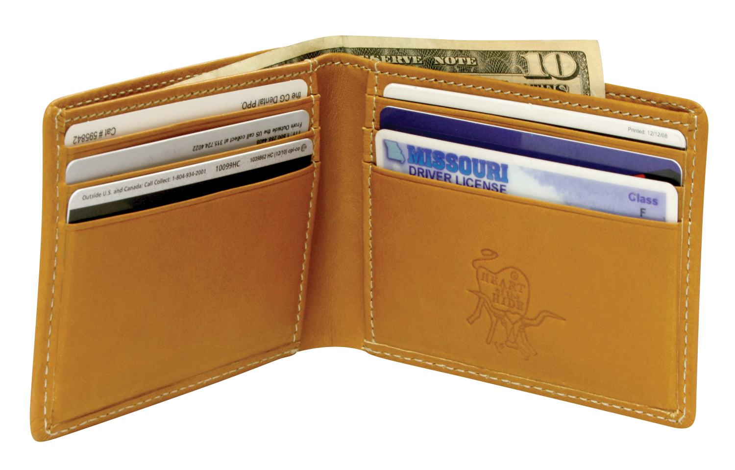 Rawlings-Heart-of-the-Hide-HOHWT-Tan-Leather-Bifold-Wallet-Interior-Open-View