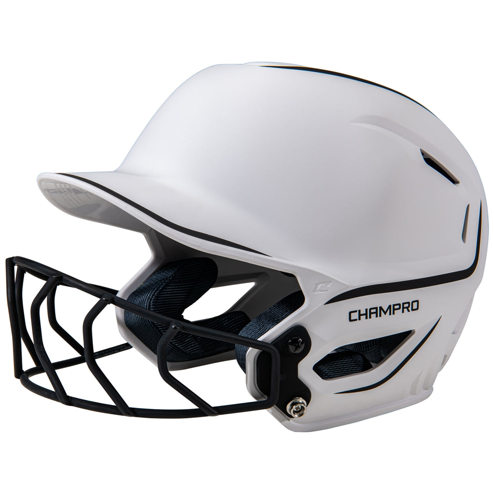 Champro-HXE-Two-Tone-Matte-Medium-Softball-Helmet-Facemask-HXEFPM2-Black-Front-View