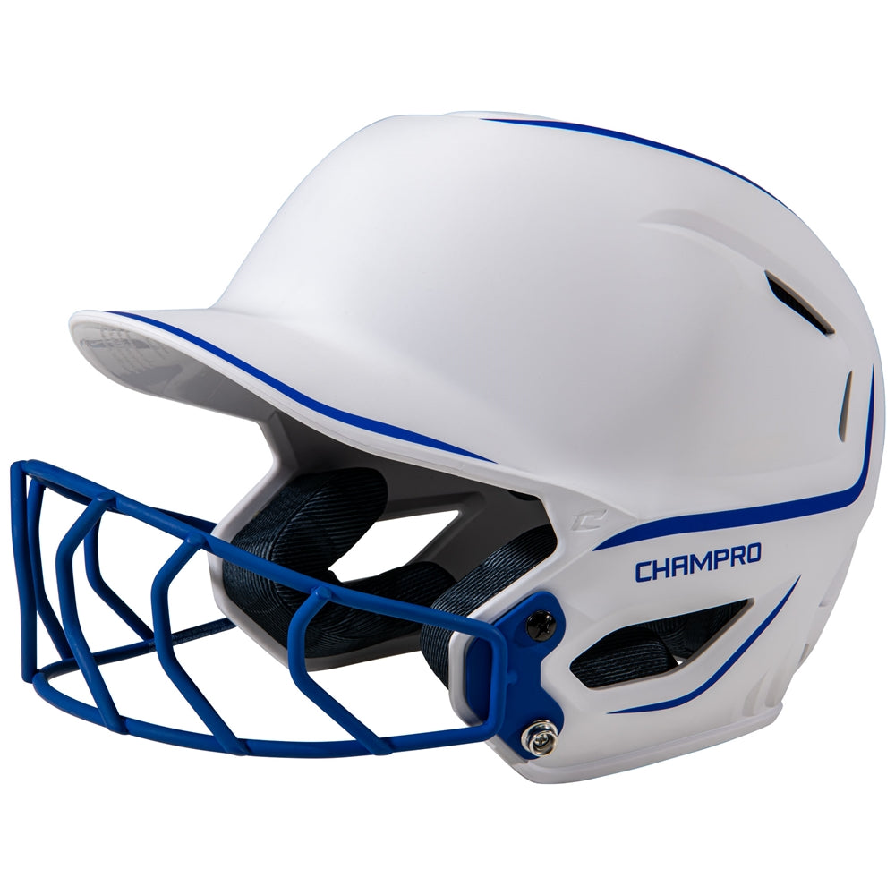 Champro-HXE-Two-Tone-Matte-Large-Softball-Helmet-Facemask-HXEFPM2-Royal-Front-View