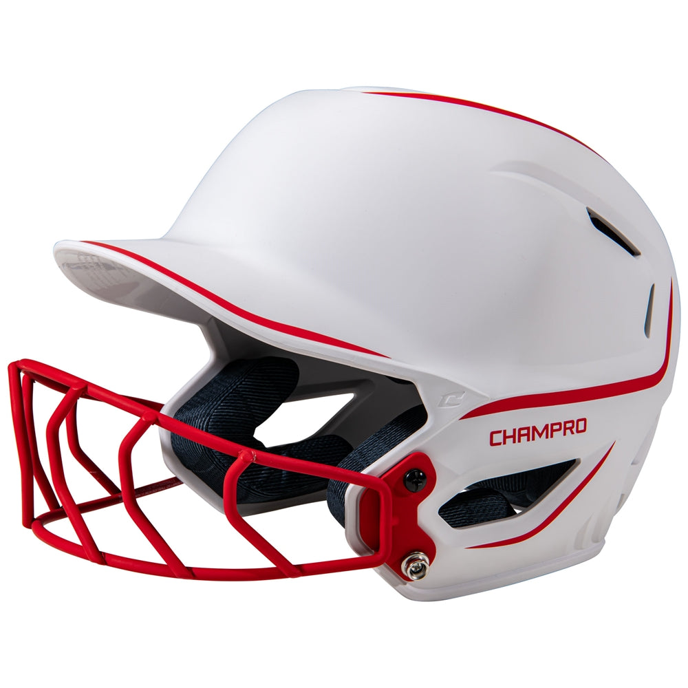 Champro-HXE-Two-Tone-Matte-Large-Softball-Helmet-Facemask-HXEFPM2-Scarlet-Front-View
