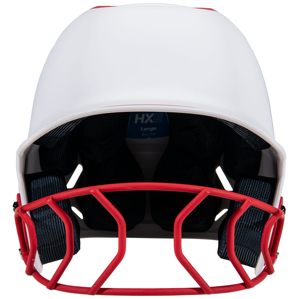 Champro-HXE-Two-Tone-Matte-Medium-Softball-Helmet-Facemask-HXEFPM2-Scarlet-Front-View