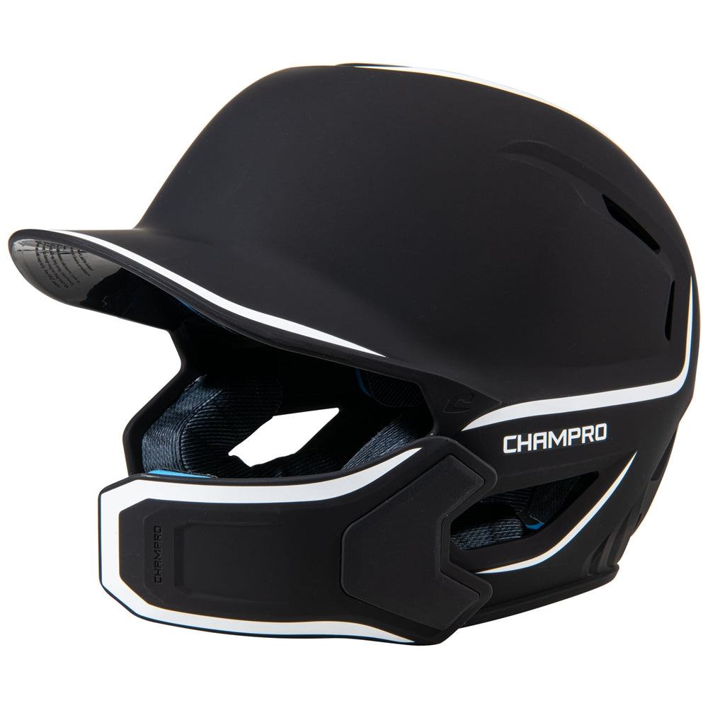 Champro-HXE-Matte-Medium-Baseball-Helmet-Jaw-Guard-HXEM2JG-Black-Front-View