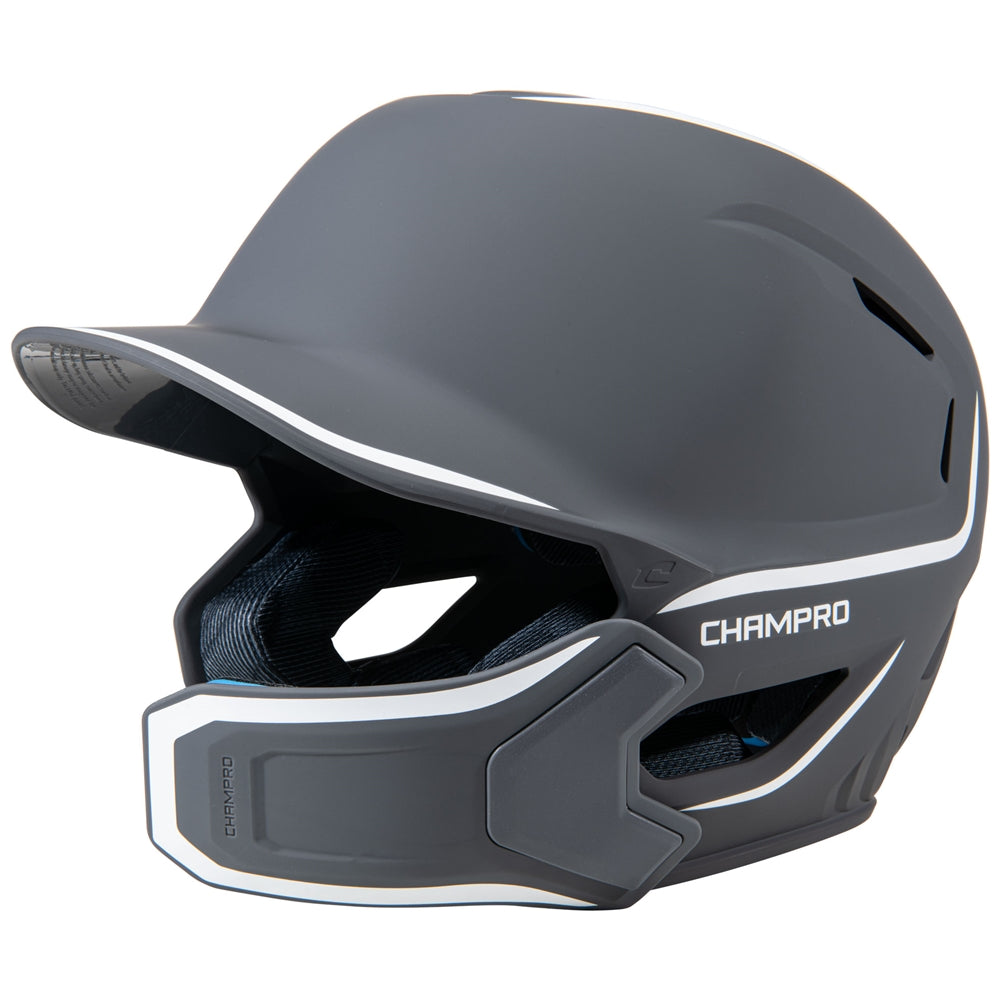 Champro-HXE-Matte-Medium-Baseball-Helmet-Jaw-Guard-HXEM2JG-Graphite-Front-View