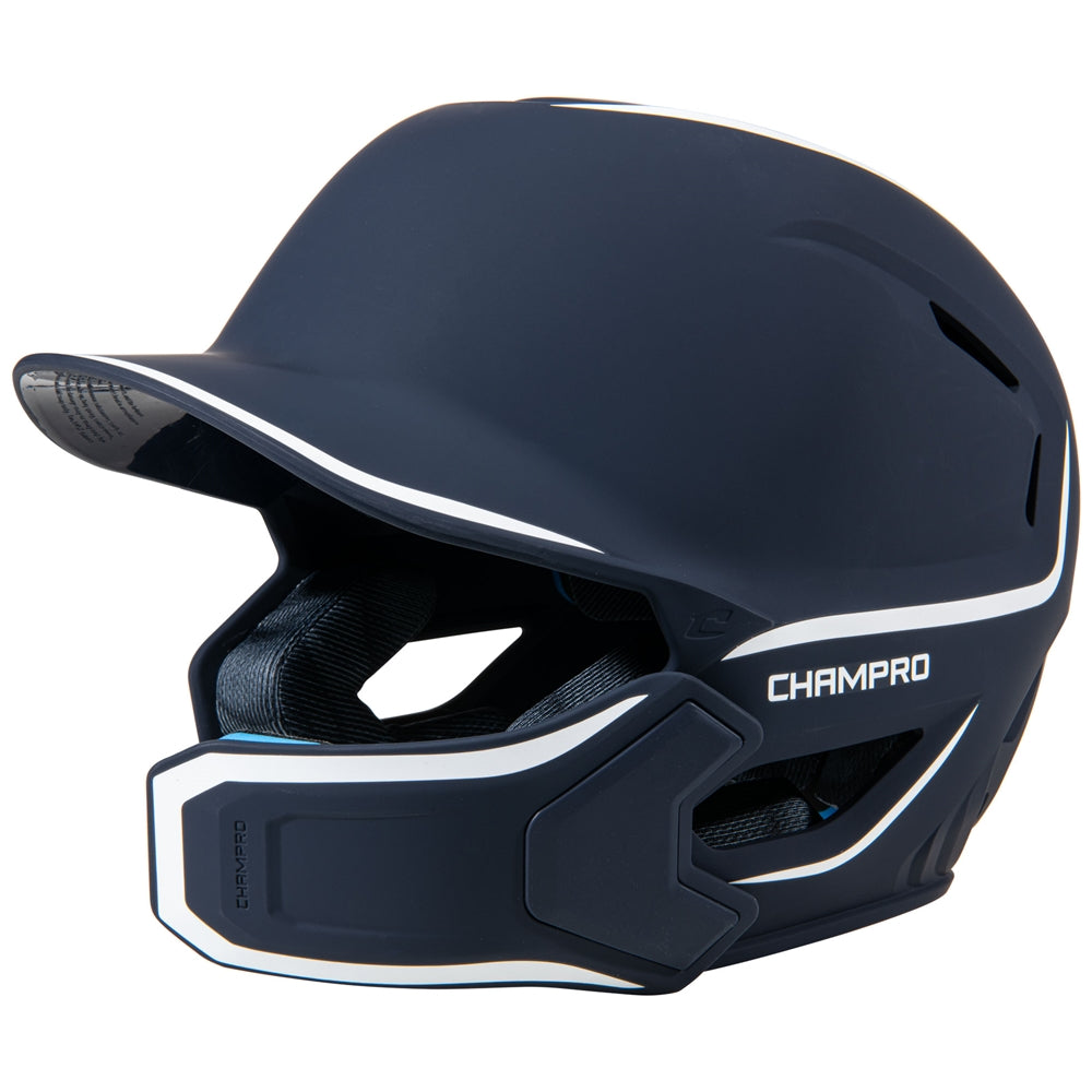 Champro-HXE-Matte-Medium-Baseball-Helmet-Jaw-Guard-HXEM2JG-Navy-Front-View