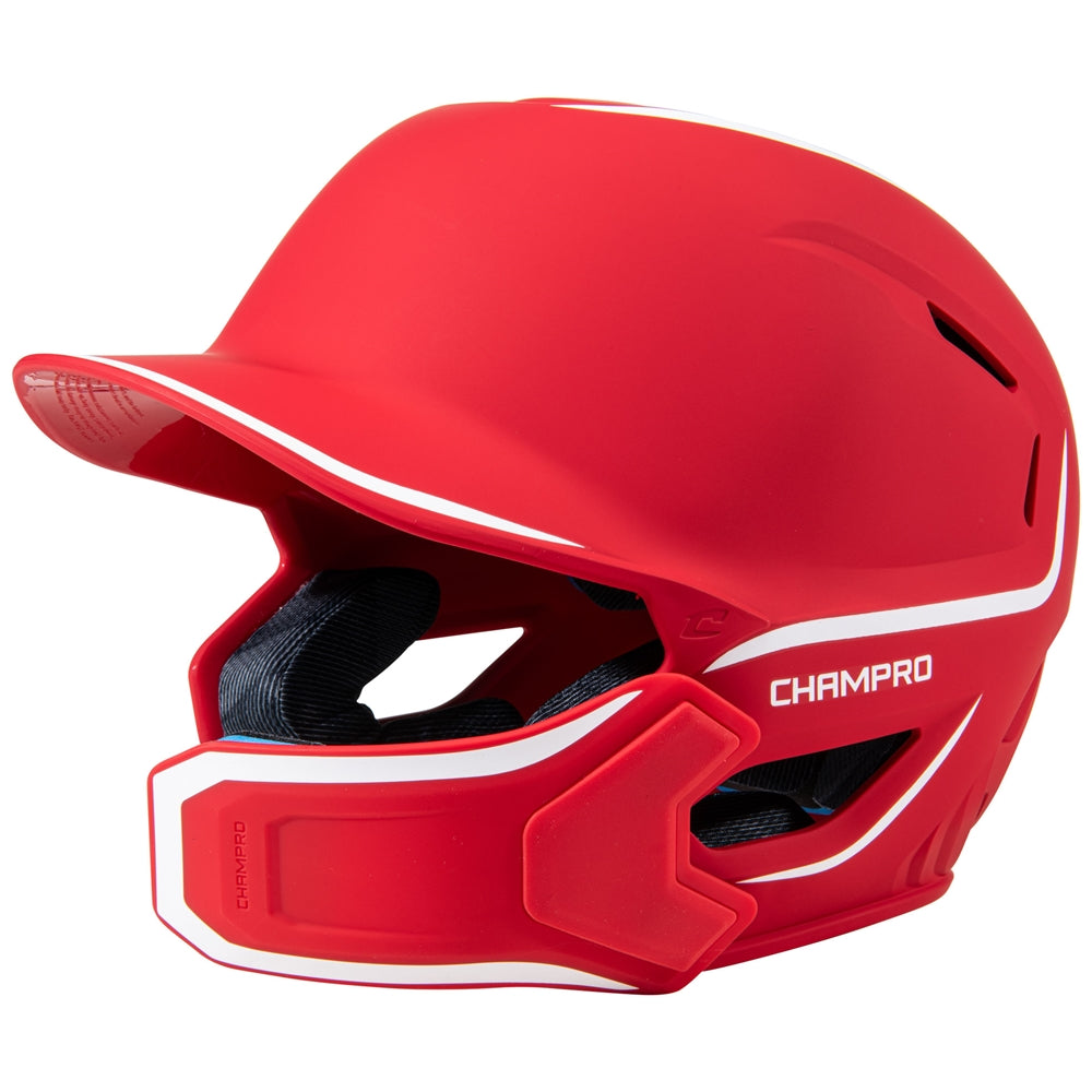 Champro-HXE-Matte-Large-Baseball-Helmet-Jaw-Guard-HXEM2JG-Scarlet-Front-View