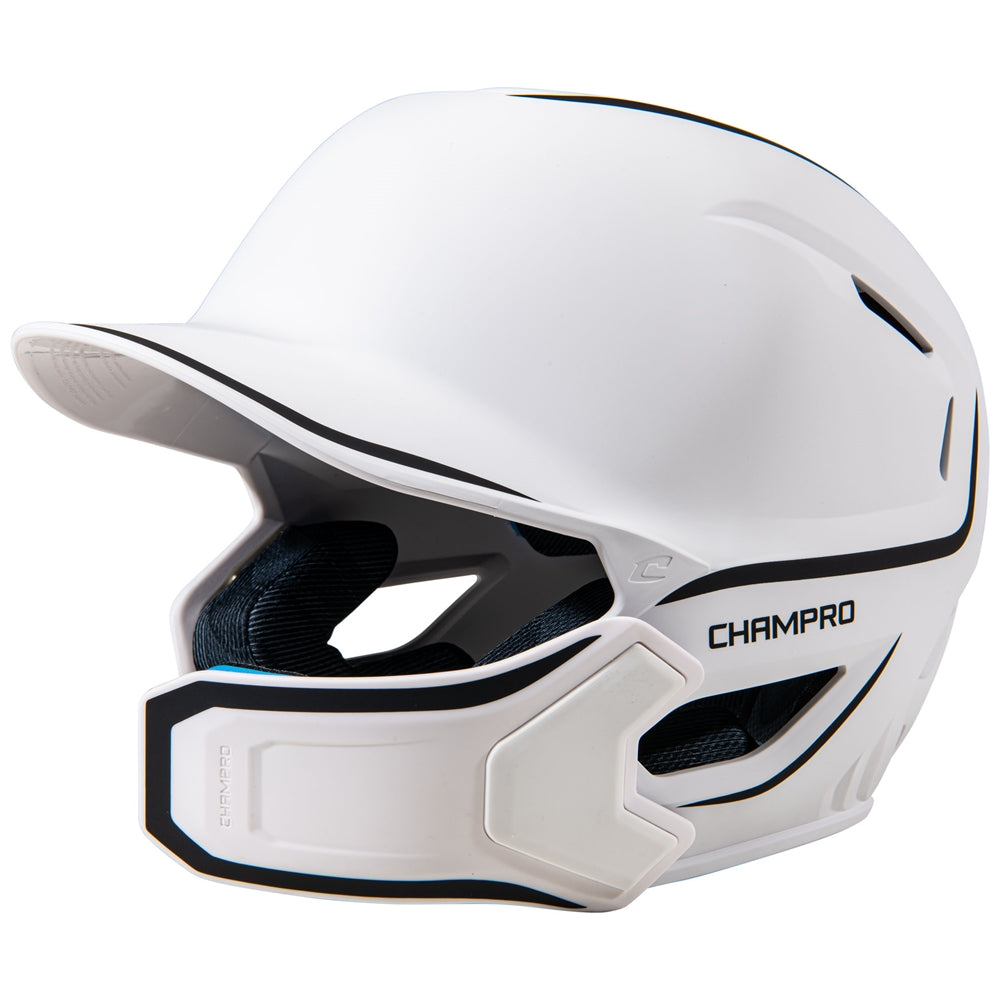 Champro-HXE-Matte-Large-Baseball-Helmet-Jaw-Guard-HXEM2JG-White-Front-View