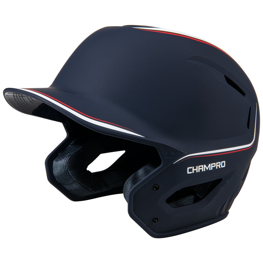 Champro-HXE-Two-Tone-Matte-Large-Baseball-Helmet-HXEM2-Navy-White-Scarlet-Front-View