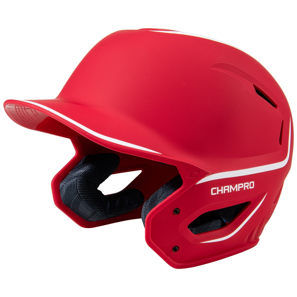 Champro-HXE-Two-Tone-Matte-Large-Baseball-Helmet-HXEM2-Scarlet-Front-View