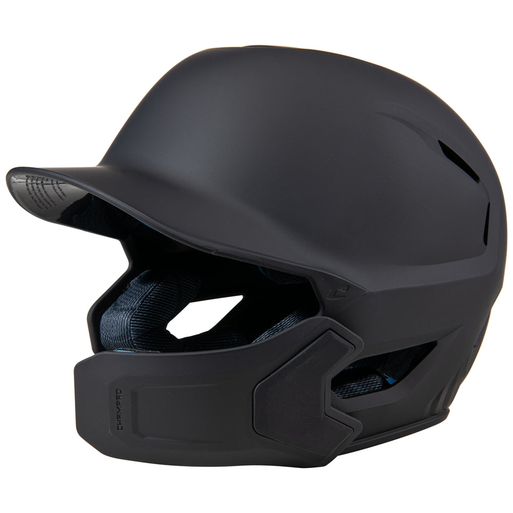 Champro-HXE-Matte-Large-Baseball-Helmet-Jaw-Guard-HXEMJG-Black-Front-View