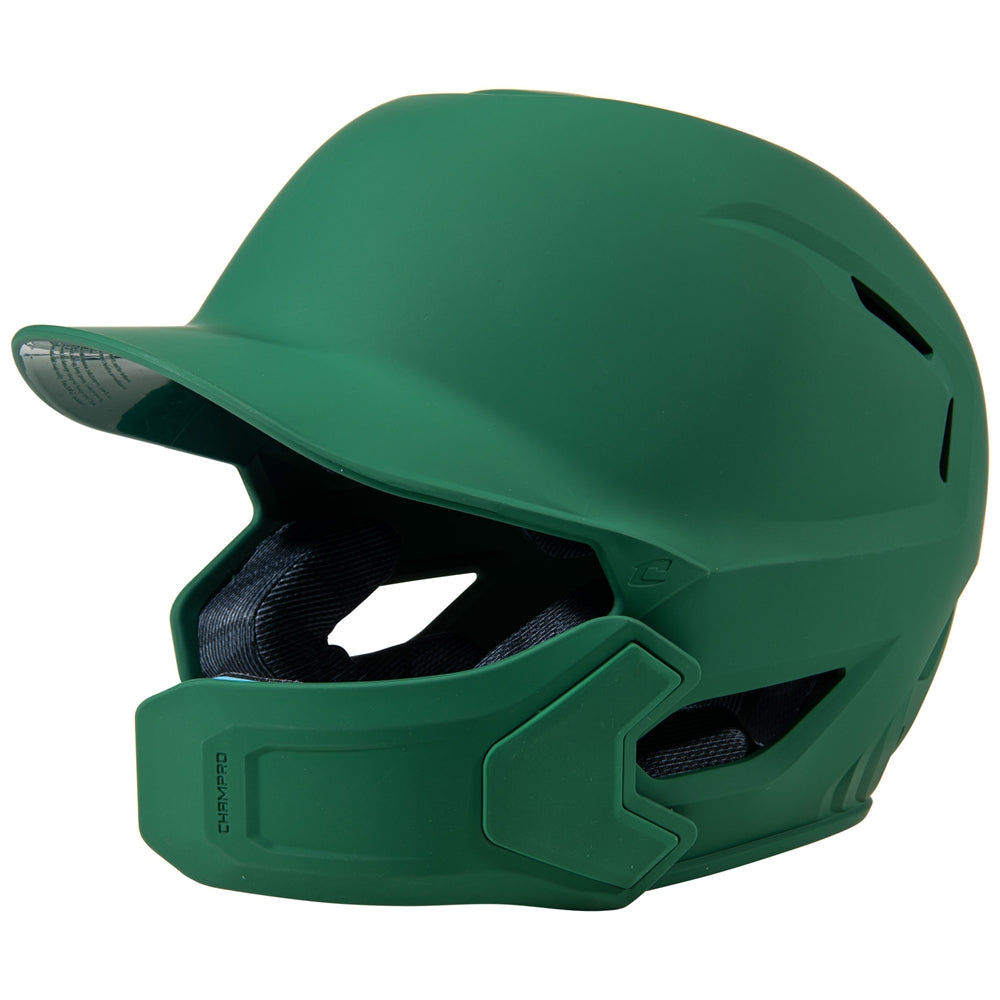Champro-HXE-Matte-Large-Baseball-Helmet-Jaw-Guard-HXEMJG-Forest-Green-Front-View