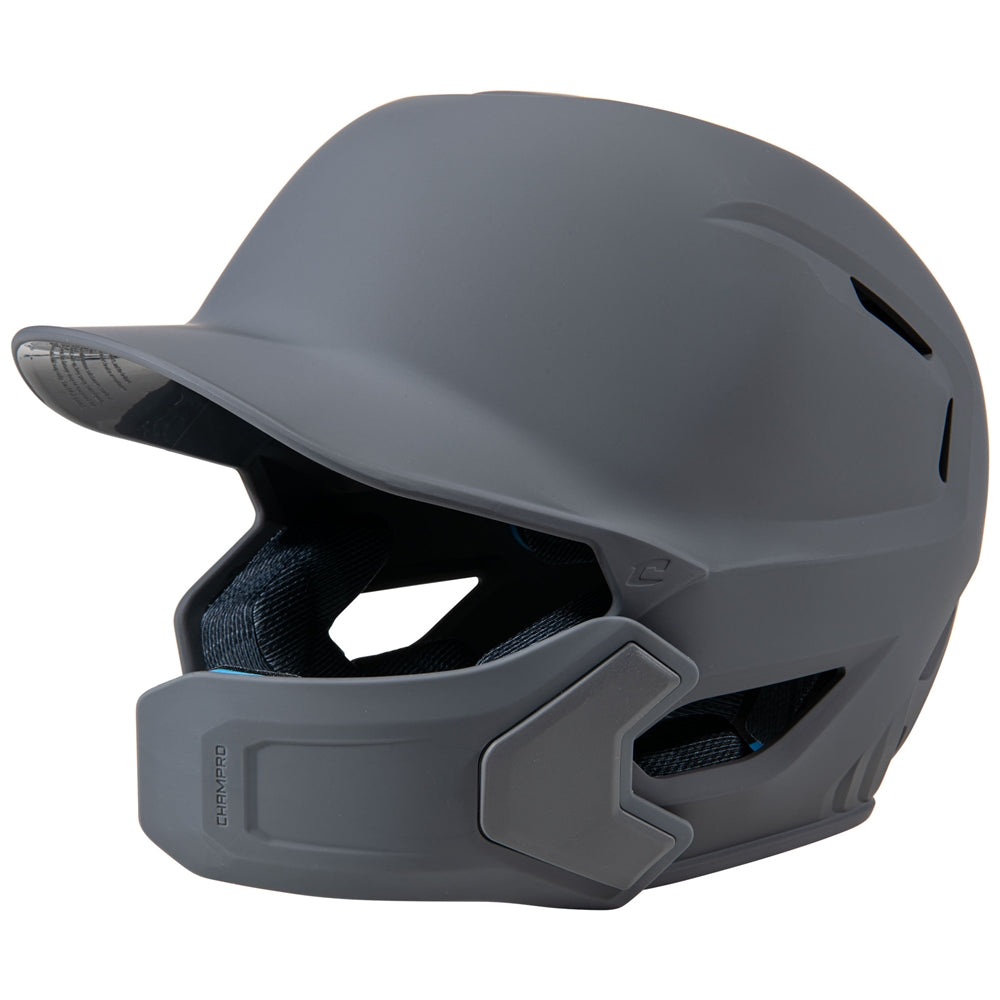 Champro-HXE-Matte-Medium-Baseball-Helmet-Jaw-Guard-HXEMJG-Graphite-Front-View