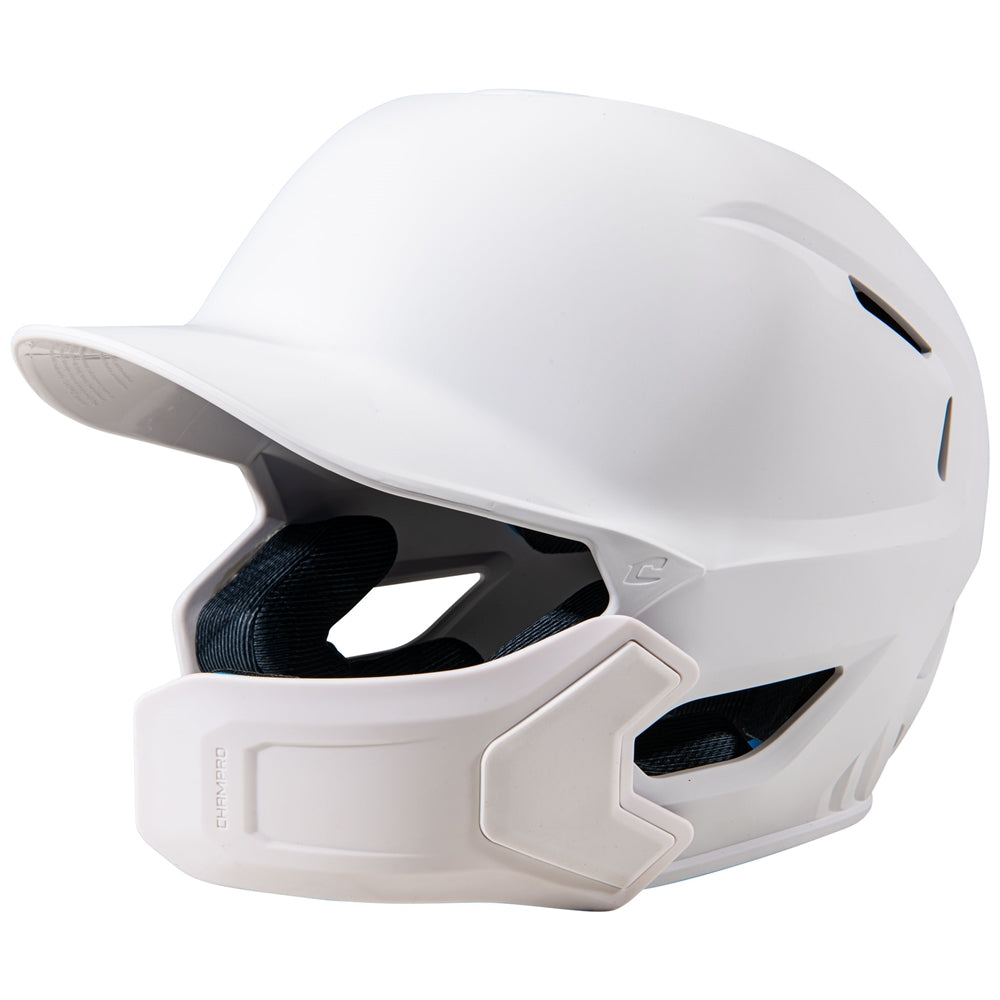 Champro-HXE-Matte-Large-Baseball-Helmet-Jaw-Guard-HXEMJG-White-Front-View