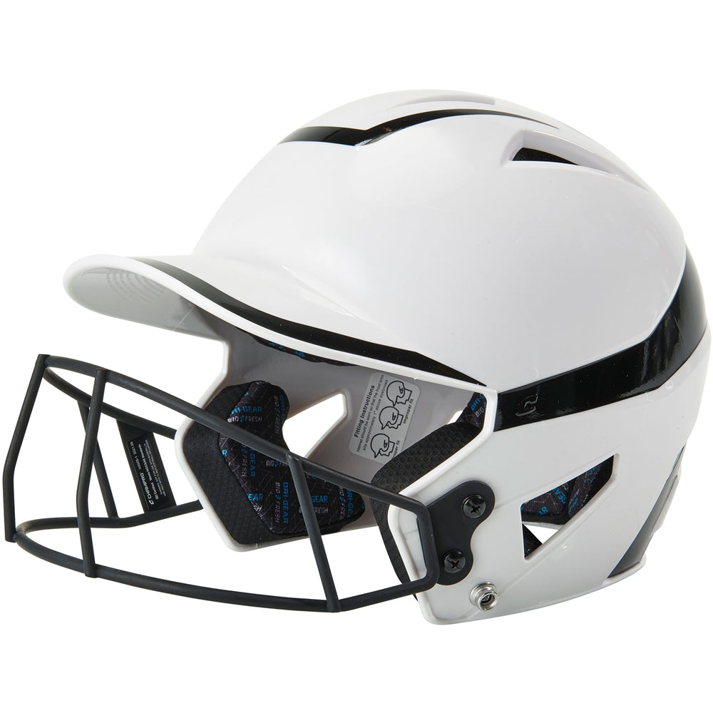 Champro-HX-Rise-Pro-Fastpitch-Senior-Batting-Helmet-Facemask-HXFPG2-White-Black-Front-View