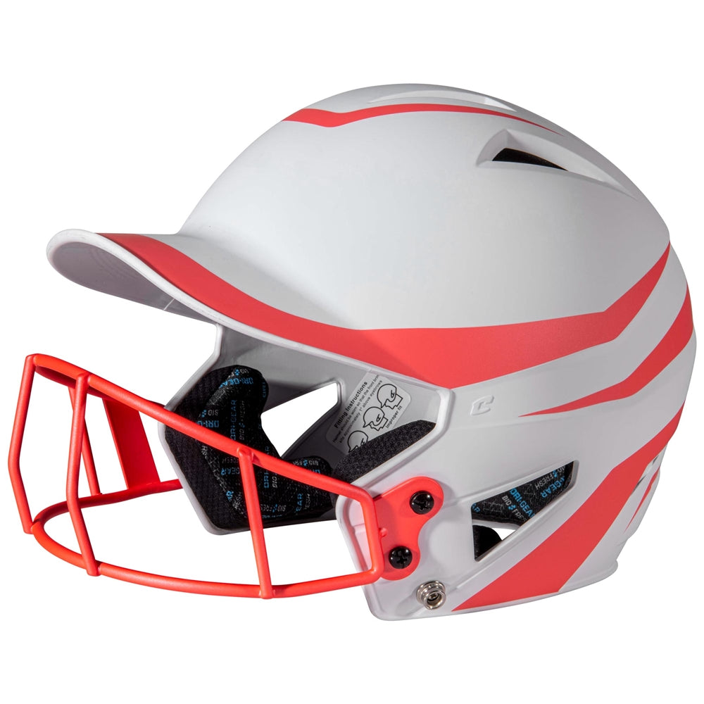 Champro-HX-Rise-Legend-Fastpitch-Junior-Batting-Helmet-Facemask-HXFPM2-Coral-Orange-Front-View