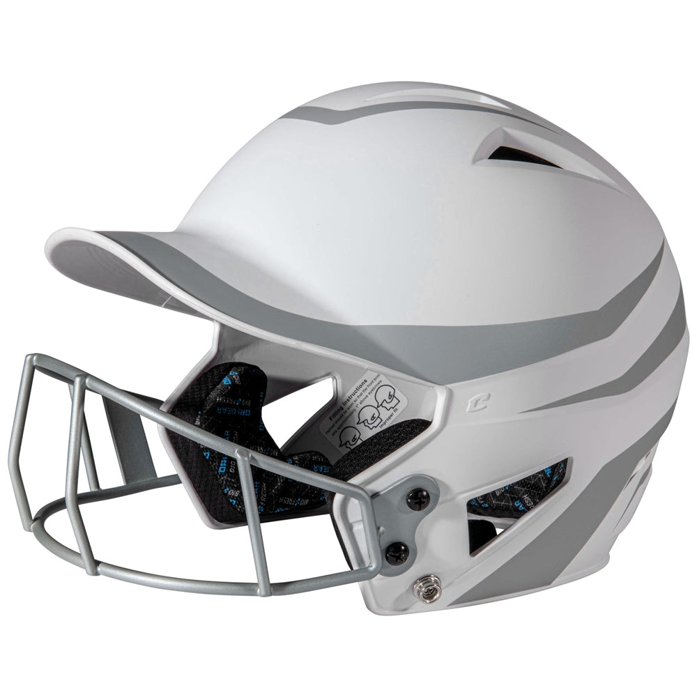 Champro-HX-Rise-Legend-Fastpitch-Junior-Batting-Helmet-Facemask-HXFPM2-Silver-Front-View