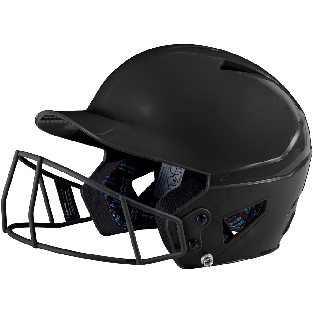 Champro-HX-Rookie-Fastpitch-T-Ball-Batting-Helmet-Facemask-HXFPU-Black-Front-View