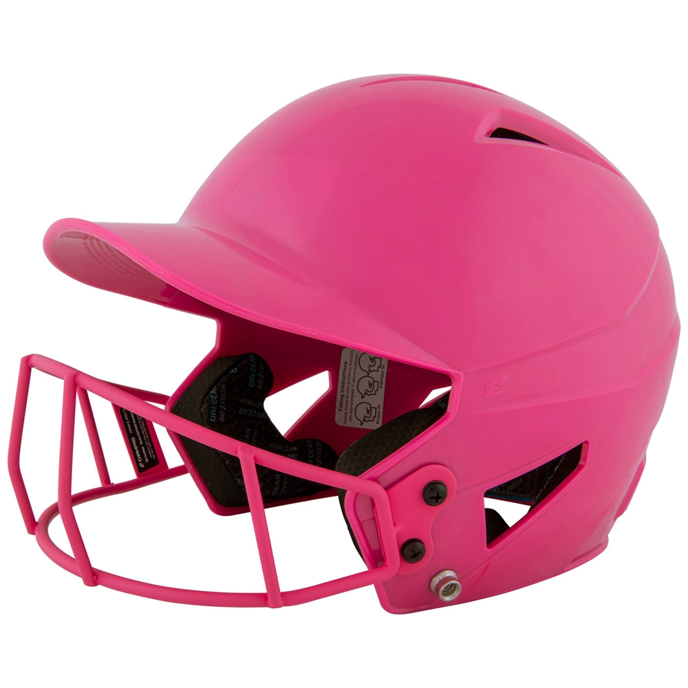 Champro-HX-Rookie-Fastpitch-Junior-Batting-Helmet-Facemask-HXFPU-Optic-Pink-Front-View