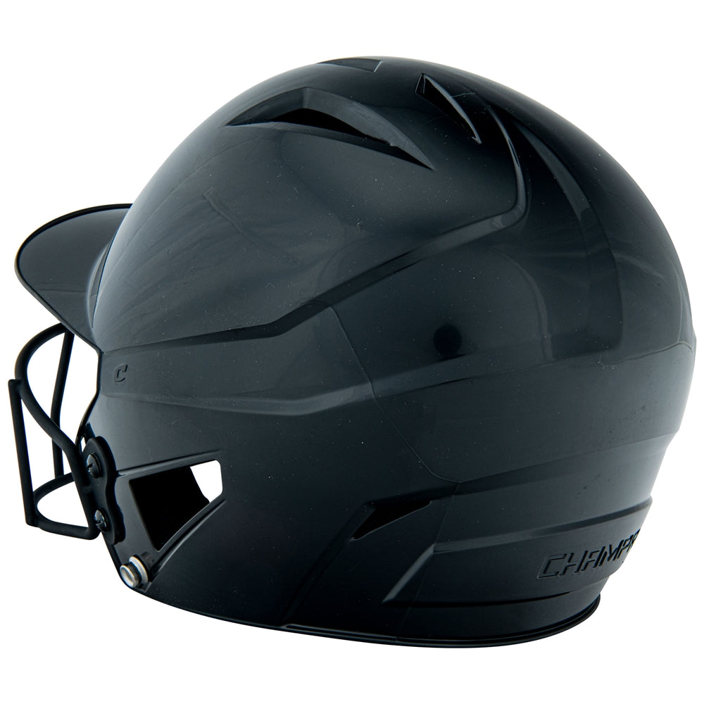 Champro-HX-Rookie-Fastpitch-Junior-Batting-Helmet-Facemask-HXFPU-Black-Front-View