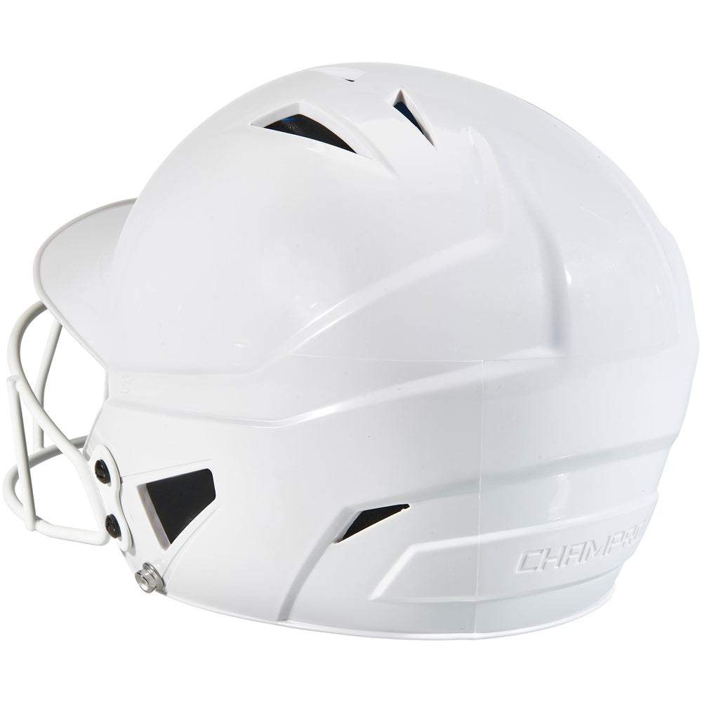 Champro-HX-Rookie-Fastpitch-T-Ball-Batting-Helmet-Facemask-HXFPU-White-Front-View