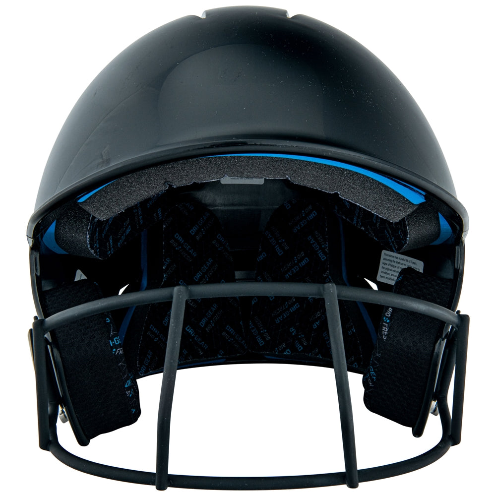 Champro-HX-Rookie-Fastpitch-Junior-Batting-Helmet-Facemask-HXFPU-Black-Front-View