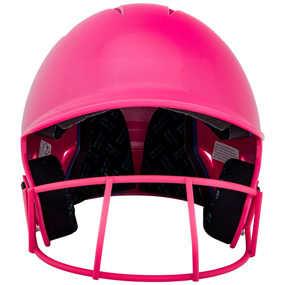 Champro-HX-Rookie-Fastpitch-Senior-Batting-Helmet-Facemask-HXFPU-Optic-Pink-Front-View