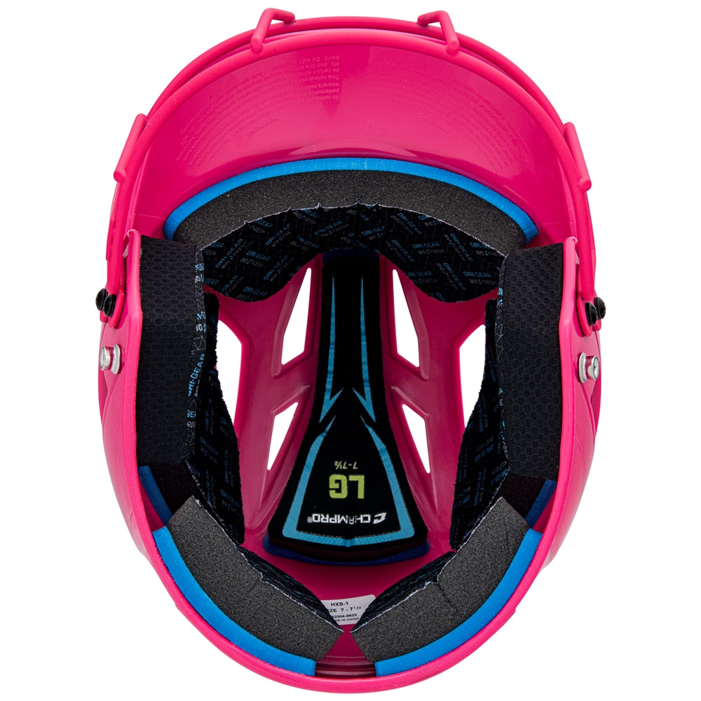 Champro-HX-Rookie-Fastpitch-Senior-Batting-Helmet-Facemask-HXFPU-Optic-Pink-Front-View