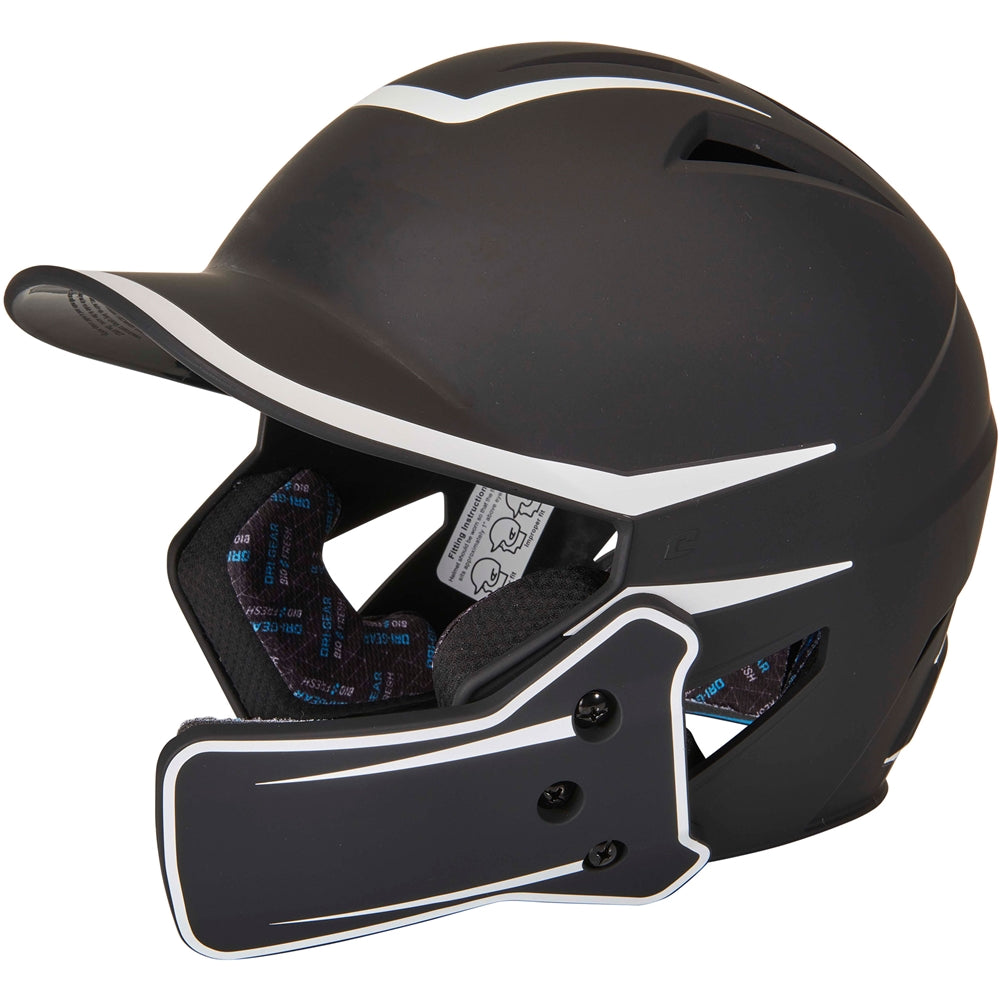 Champro-HX-Legend-Plus-Senior-Baseball-Helmet-Jaw-Guard-HXM2JG-Black-White-Front-View