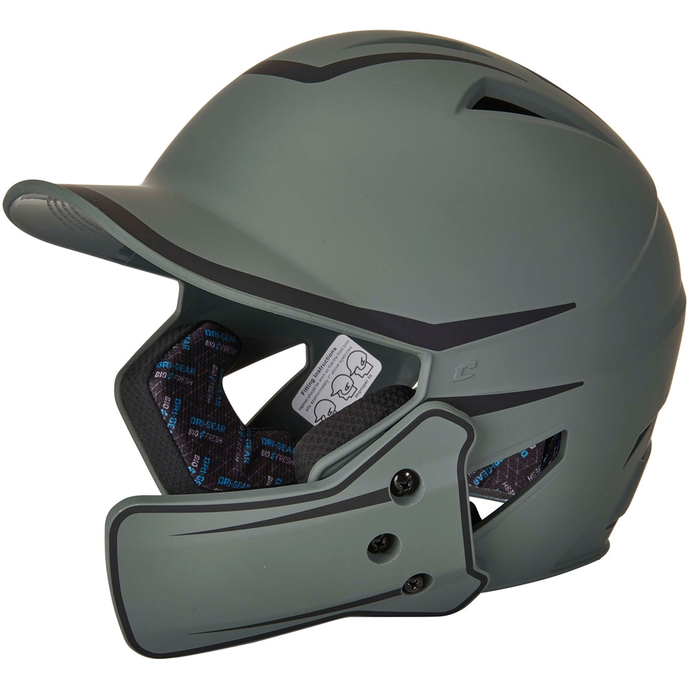 Champro-HX-Legend-Plus-Junior-Baseball-Helmet-Jaw-Guard-HXM2JG-Graphite-Black-Front-View