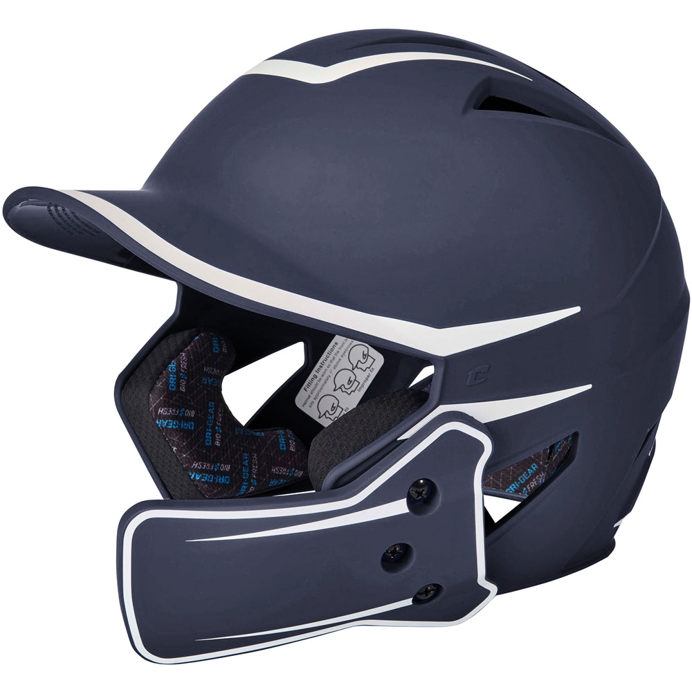 Champro-HX-Legend-Plus-Senior-Baseball-Helmet-Jaw-Guard-HXM2JG-Navy-White-Front-View