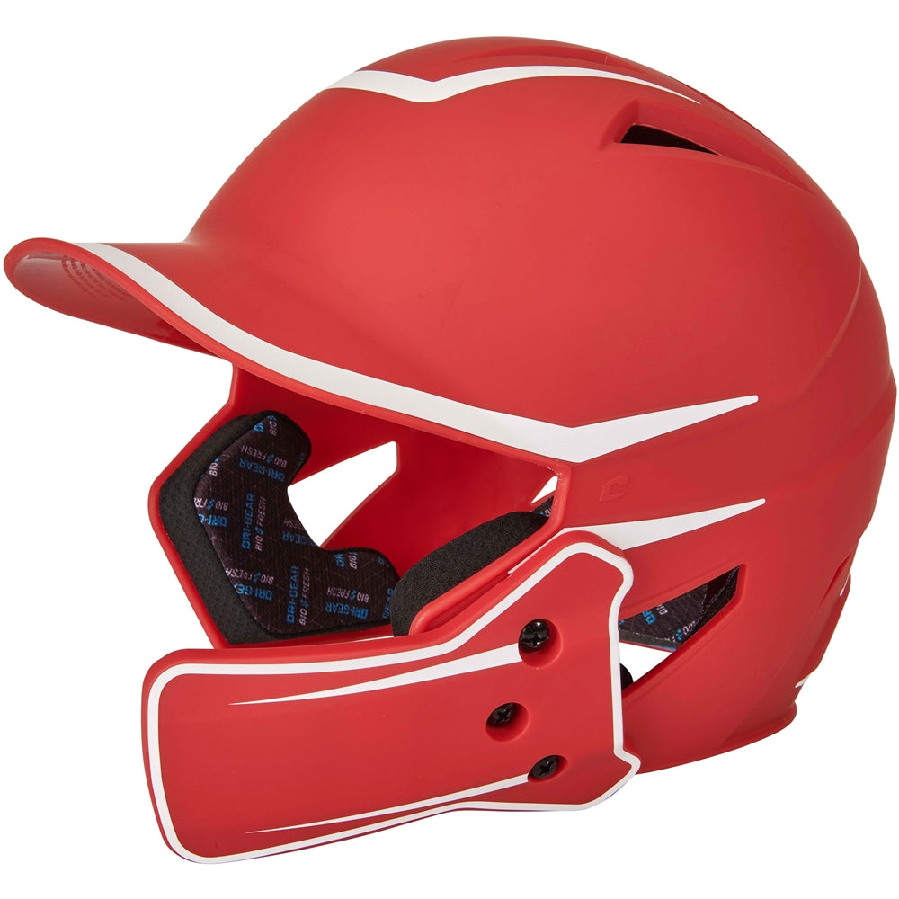 Champro-HX-Legend-Plus-Senior-Baseball-Helmet-Jaw-Guard-HXM2JG-Scarlet-White-Front-View