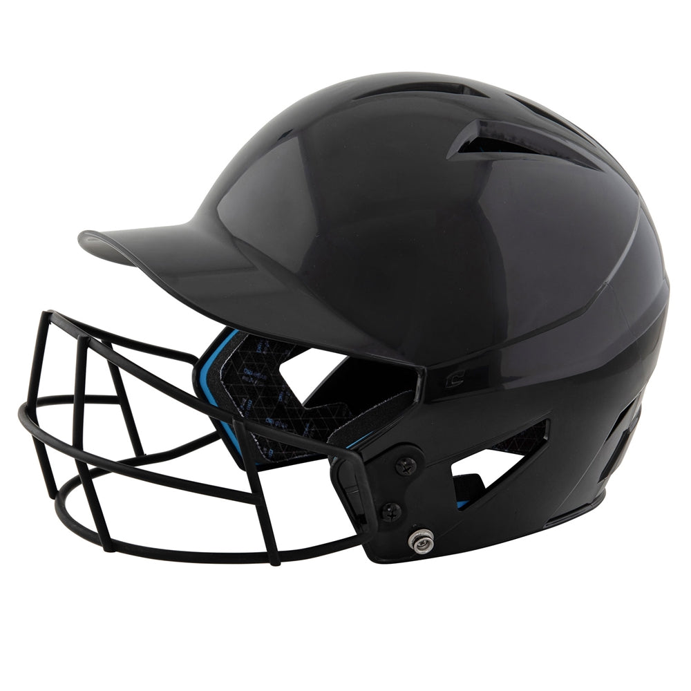 Champro-HX-Rookie-Baseball-Helmet-With-Mask-HXUFM-Junior-Black-Front-View