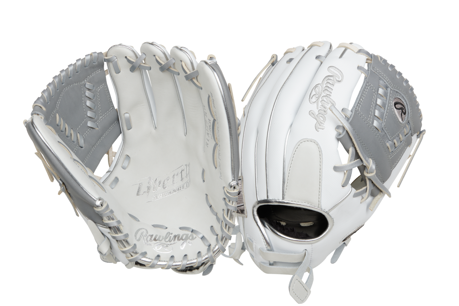 Rawlings-Liberty-Advanced-RRLA120-31WSS-12-Inch-White-Silver-Gray-Speed-Shell-Fastpitch-Softball-Infield-Glove-Front-Back-View
