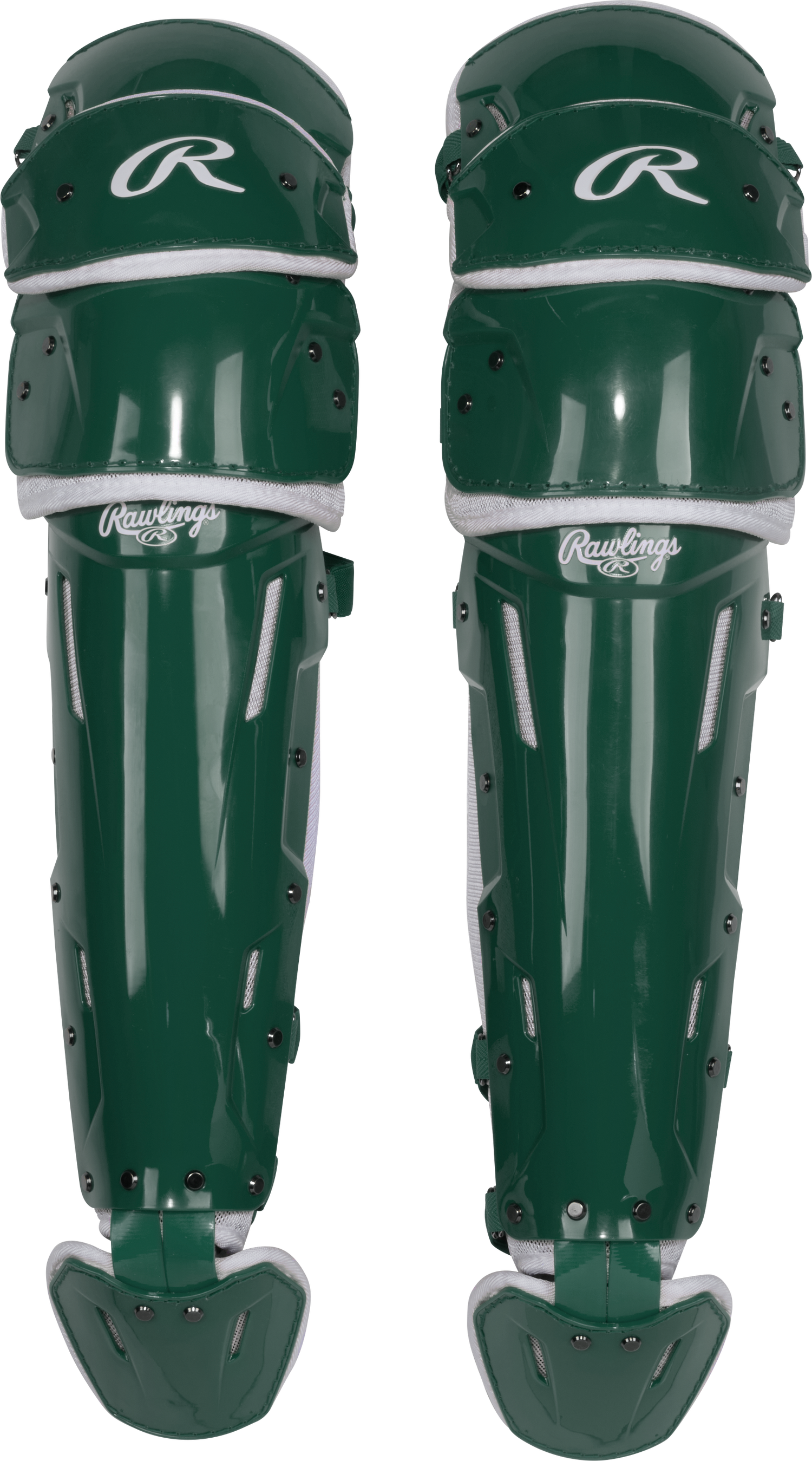 Rawlings-Mach-Pro-LGMCHPROL-Large-Catchers-Leg-Guards-Dark-Green-White-Front-View