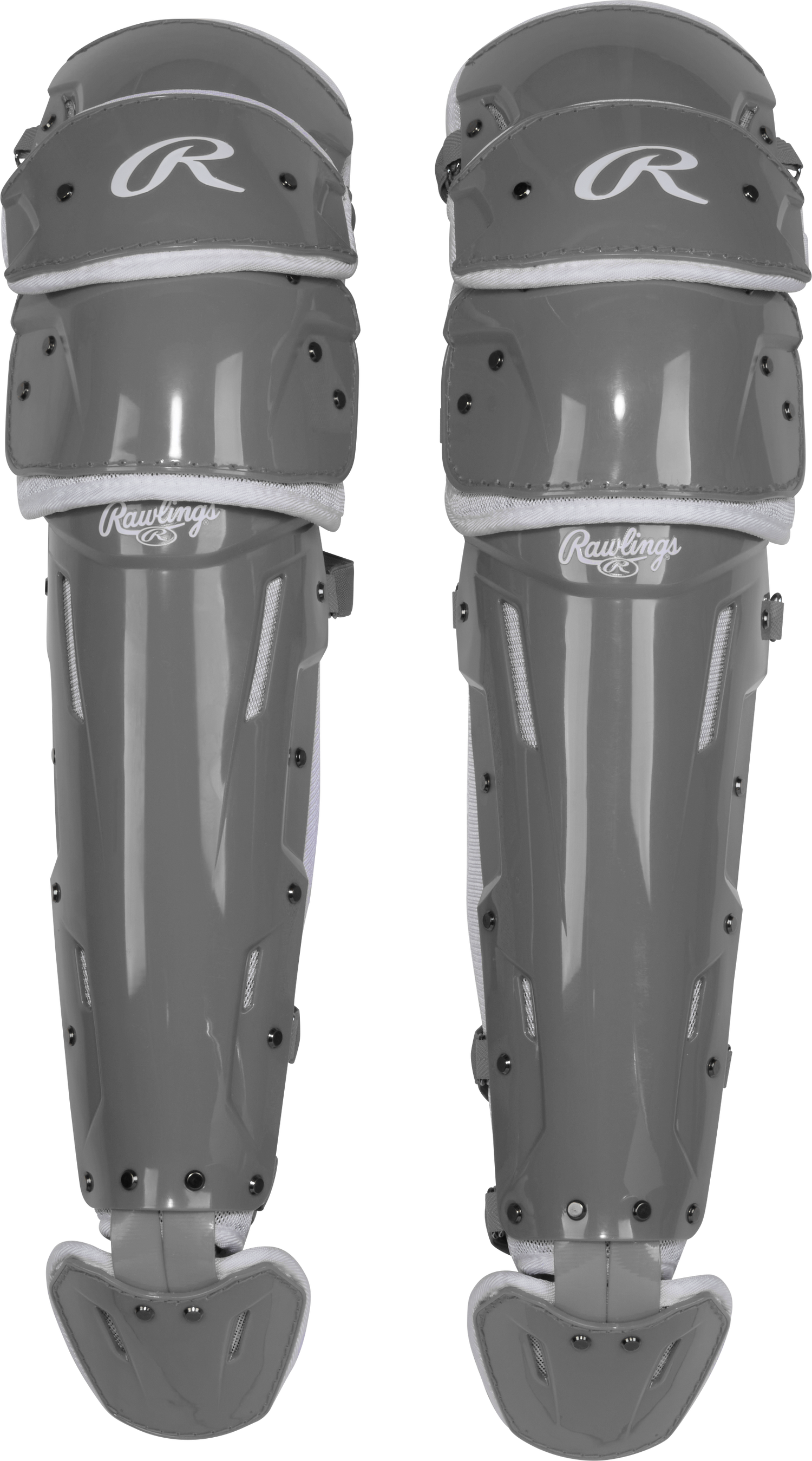 Rawlings-Mach-Pro-LGMCHPROL-Large-Catchers-Leg-Guards-Graphite-White-Front-View