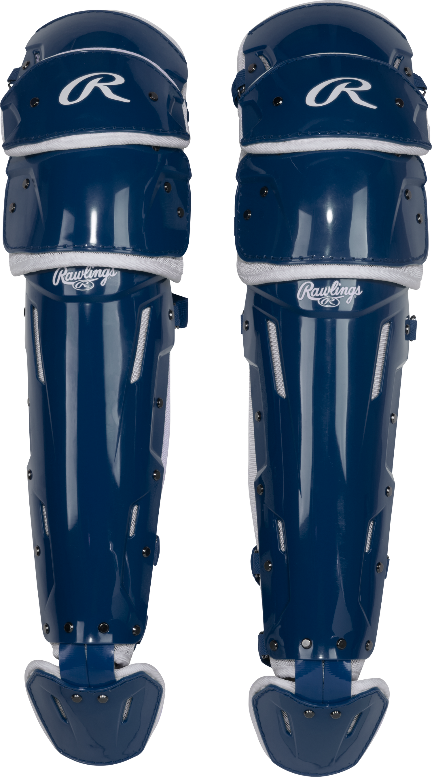 Rawlings-Mach-Pro-LGMCHPROL-Large-Catchers-Leg-Guards-Navy-White-Front-View