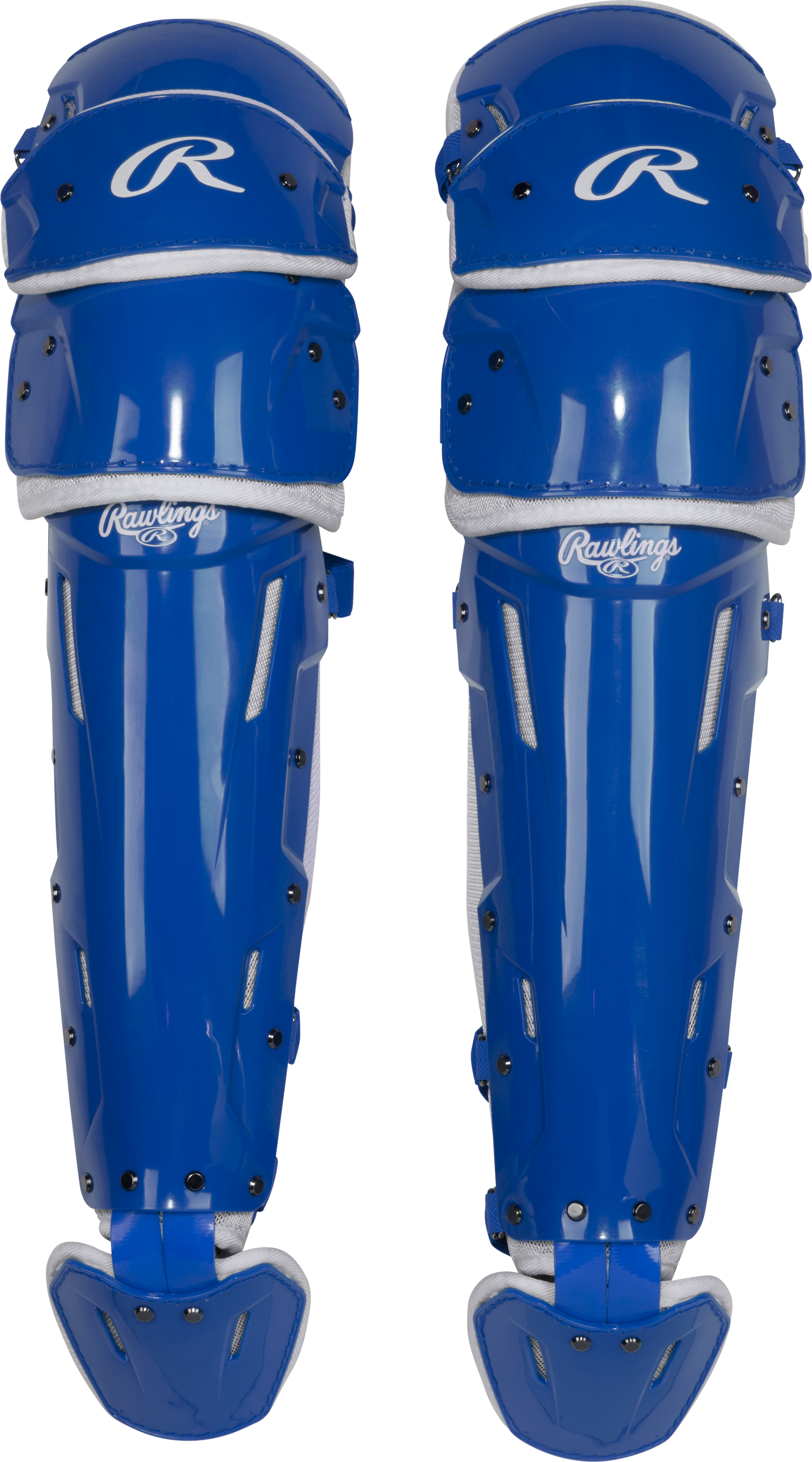 Rawlings-Mach-Pro-LGMCHPROL-Large-Catchers-Leg-Guards-Royal-Blue-White-Front-View