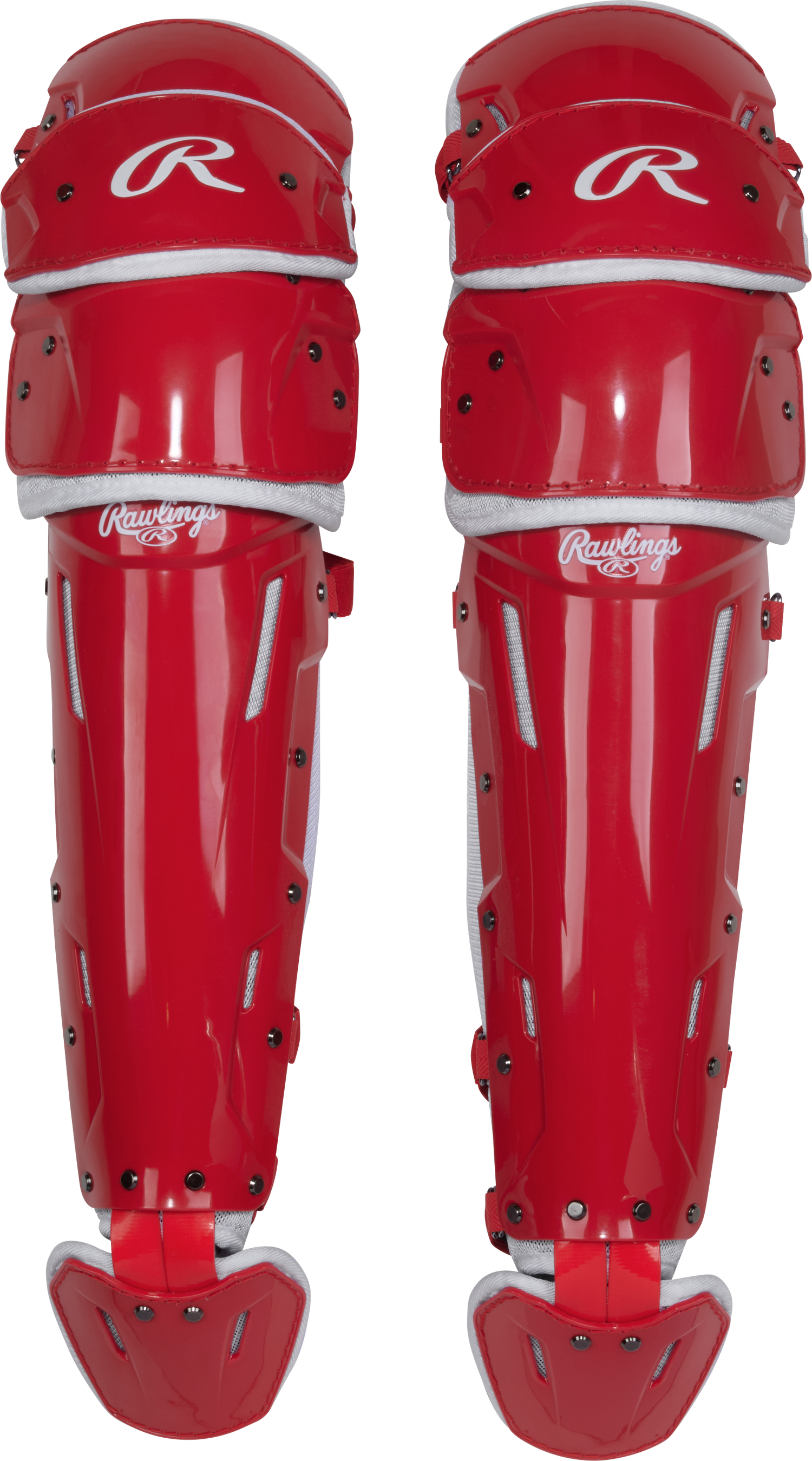 Rawlings-Mach-Pro-LGMCHPROL-Large-Catchers-Leg-Guards-Scarlet-White-Front-View