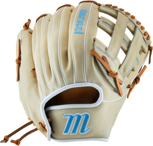 2025 Marucci Acadia 12 1/2" Fastpitch Softball Glove MFG3AC97R3FP with full-grain leather and M Type fit system for superior comfort and control.