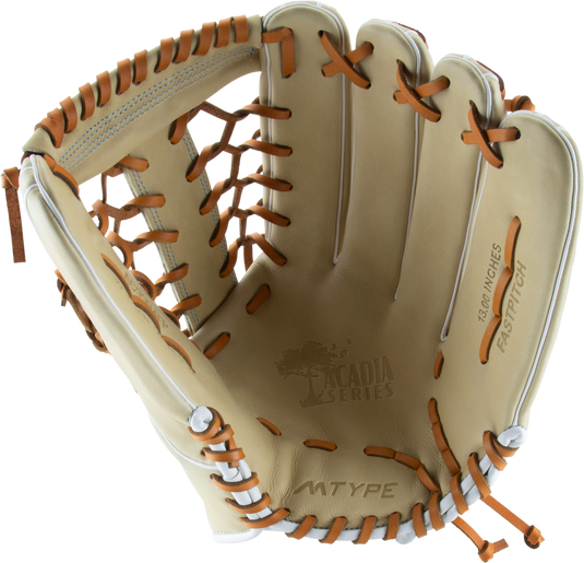 2025 Marucci Acadia 13" Fastpitch Softball Glove MFG3AC99R4FP with full-grain leather and M Type fit system for outfielders seeking superior comfort and durability.